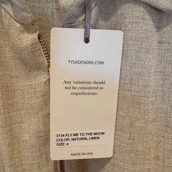 TYSA Womens Fly Me To The Moon Linen Jumpsuit in Neutral Size 4 - Picture 8 of 8